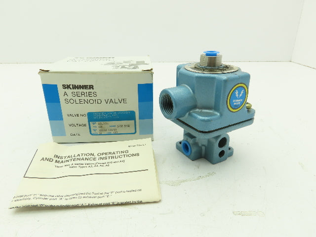 Honeywell Skinner A3LX31 Solenoid Valve 3-Way NC 120V 125 PSI 1/4" NPT -No Coil