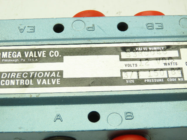 Skinner S3R0046 Pneumatic Directional Control Solenoid Valve 5/2 Pos 12VDC 3/8"