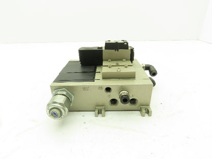 SMC VFR2100-5FZ Pneumatic Air Directional Control Spool Valve Manifold 24VDC