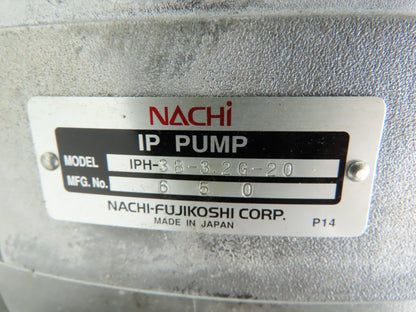 Nachi IPH-3B-3.2G-20 Hydraulic Gear Pump With 15 hp Motor 3800psi. 4.7gpm.