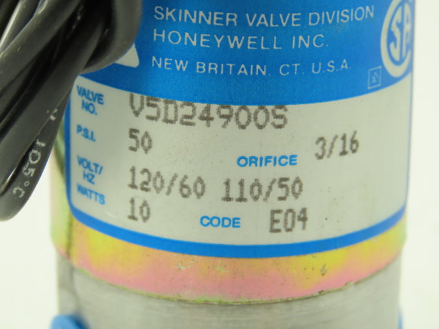 Honeywell Skinner V5D24900S Solenoid Valve 2-Way NC 120V 50 PSI 1/4" NPT