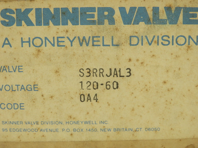 Honeywell Skinner S3RRJAL3 Solenoid Valve 5-Way 3 Pos 120V 150 PSI 3/8" NPT