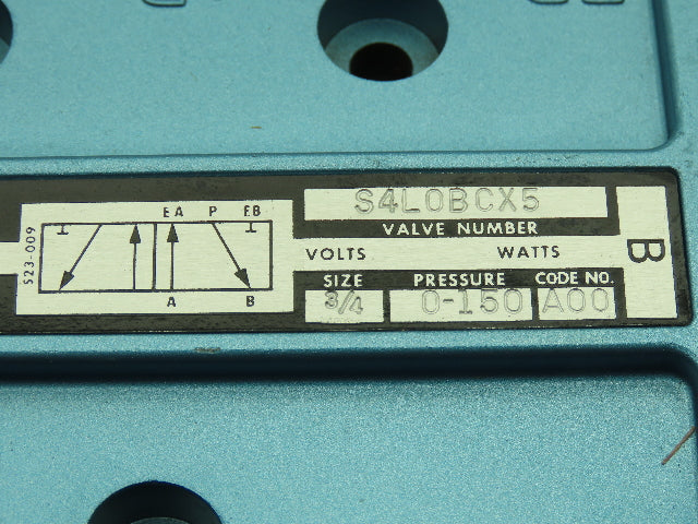 Skinner S4LOBCX5 Directional Control Spool Valve 5 Port 2 Pos 3/4" NPT