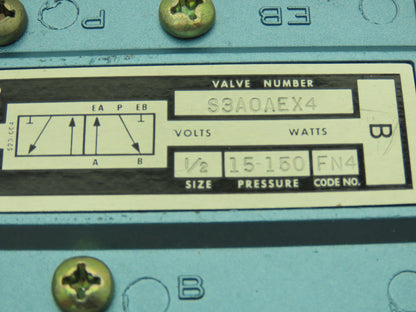 Skinner S3A0AEX4 Pneumatic Directional Control Valve 5-Way 2 Pos 150PSI 1/2" NPT