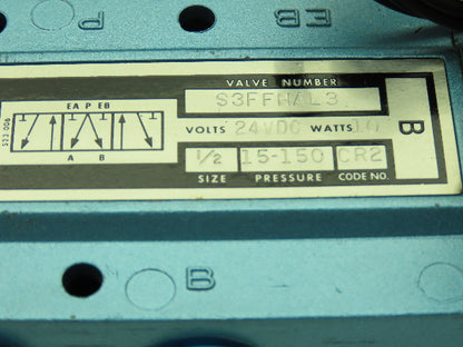 Skinner S3FFHAL3 Directional Control Valve 5-Way 3 Pos 24VDC 150 PSI 3/8" NPT