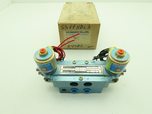 Skinner S3FFHDL3 Directional Control Valve 5-Way 3 Pos 24VDC 150PSI 3/8" NPT