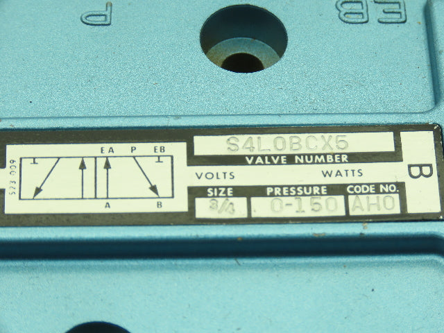 Skinner S4LOBCX5 Manual Directional Control Valve 5-Way 2 Pos 150PSI 3/4" NPT