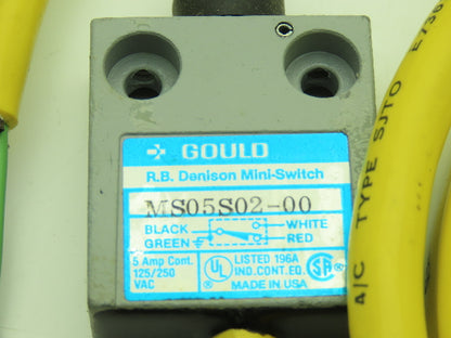 Gould MS05S02-00 R.B. Denison Mini-Switch Limit Switch NO/NC 5A 125/250V
