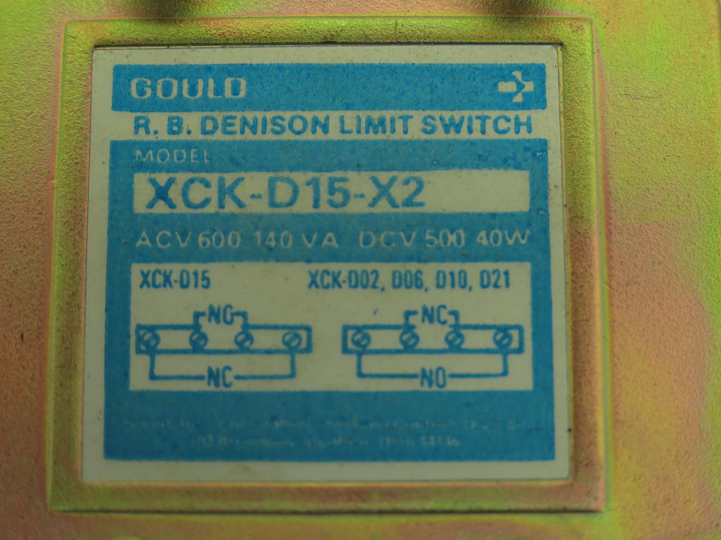 Gould XCK-D15-X2 Limit Switch Body Lever Roller Arm R.B. Denison Lot of 3