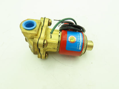 Skinner Lancer 4LB1HB3125 Brass Solenoid Valve 2-Way NO 125PSI 120V 3/8" NTP