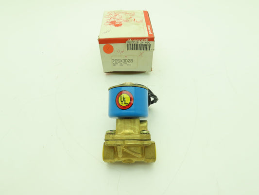 Honeywell Skinner 705X3D2B Brass Solenoid Valve 2-Way NC 24VDC 40 PSI 1/2" NPT