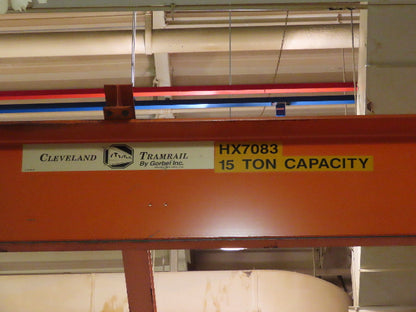 Cleveland Tramrail 15 Ton Double Girder Under Hung Bridge Crane 43' Span