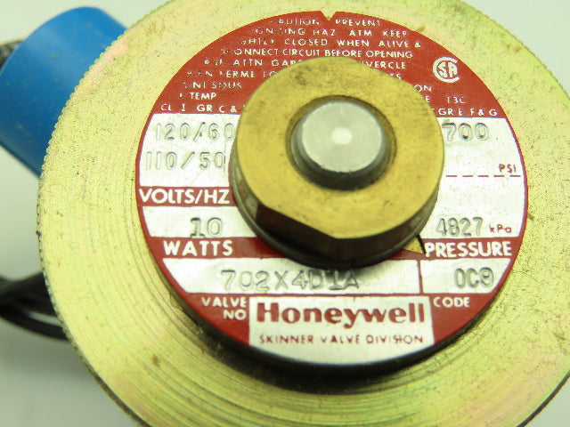 Honeywell Skinner 702X4D1A Brass Solenoid Valve 2-Way NC 120V 700 PSI 1/4" NPT