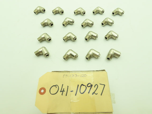 Norgren 85-133-120 Brass 90 Elbow Adaptor 3/8x1/2" Push to Connect NPT Lot of 17