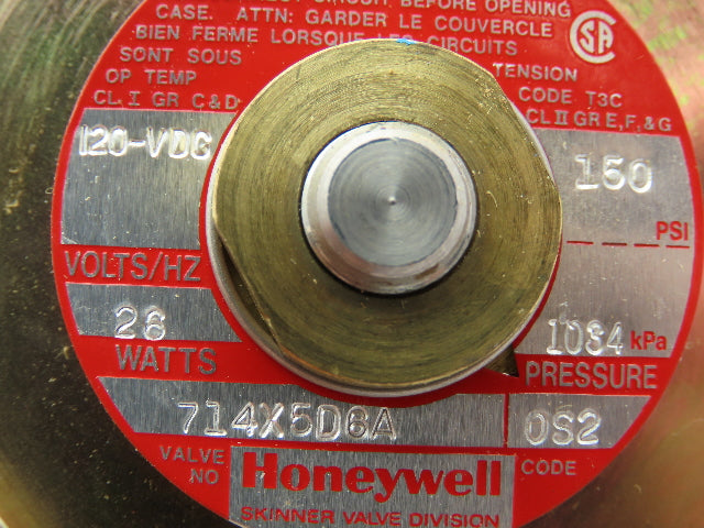 Honeywell Skinner 714X5D6B Solenoid Valve 3-Way NC 120VDC 150 PSI 1/4" NPT