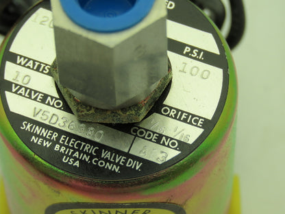 Honeywell Skinner V5D36380 Solenoid Valve 3-Way NC 120V 100 PSI 1/4" NPT