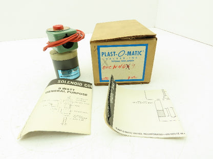 Plast-o-matic EUC1V4G9 Solenoid Valve 2-Way NC 120V 40 PSI 1/8" NPT
