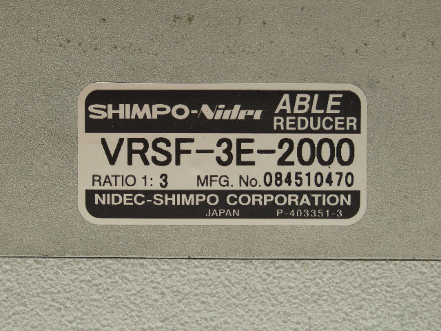Nidec-Shimpo VRSF-3E-2000 Inline Planetary Able Reducer Gear Head 1:3 Ratio 3:1