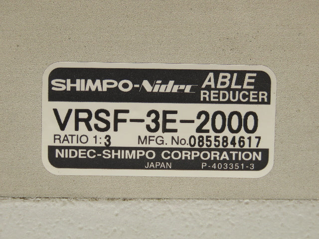 Nidec-Shimpo VRSF-3E-2000 Inline Planetary Able Reducer Gear Head 1:3 Ratio 3:1