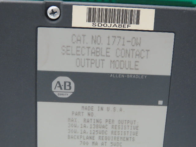 Allen Bradley 1771-A4B 16-Slot PLC Chassis Rack Remote I/O Adapter Output Module