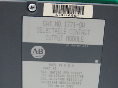 Allen Bradley 1771-A4B 16-Slot PLC Chassis Rack Remote I/O Adapter Output Module