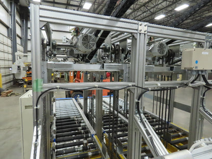 Basket Feeder Stacker 3-Row 14" Roller Conveyor Chain Drive Lift Stack System