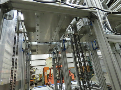 Basket Feeder Stacker 3-Row 14" Roller Conveyor Chain Drive Lift Stack System