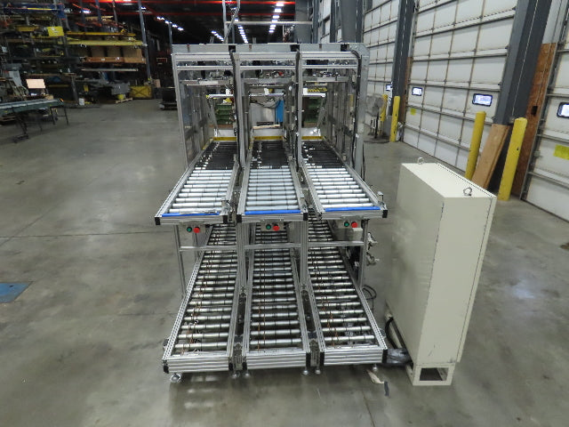 Basket Feeder Stacker 3-Row 14" Roller Conveyor Chain Drive Lift Stack System