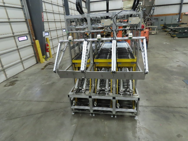 Basket Feeder Stacker 3-Row 14" Roller Conveyor Chain Drive Lift Stack System