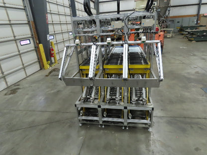 Basket Feeder Stacker 3-Row 14" Roller Conveyor Chain Drive Lift Stack System