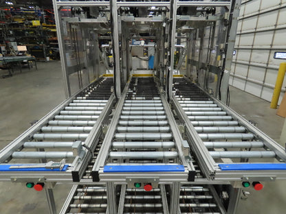 Basket Feeder Stacker 3-Row 14" Roller Conveyor Chain Drive Lift Stack System
