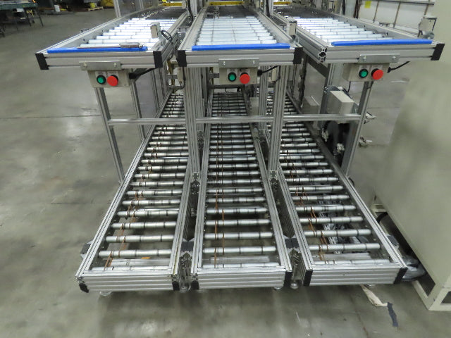 Basket Feeder Stacker 3-Row 14" Roller Conveyor Chain Drive Lift Stack System
