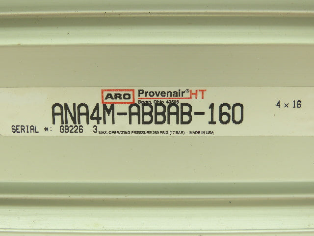 Aro ANA4M-ABBAB-160 Provenair Pneumatic Air Cylinder 4" Bore 16" Stroke 250 PSI