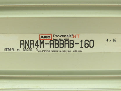 Aro ANA4M-ABBAB-160 Provenair Pneumatic Air Cylinder 4" Bore 16" Stroke 250 PSI