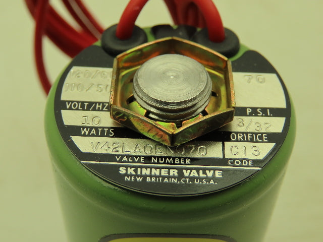 Honeywell Skinner V42LA0EN070 Solenoid Valve 2-Way NC 120V 70 PSI 1/4" NPT