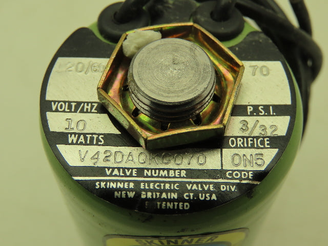 Honeywell Skinner V42DA0KC070 Solenoid Valve 2-Way NC 120V 70 PSI 1/8" NPT