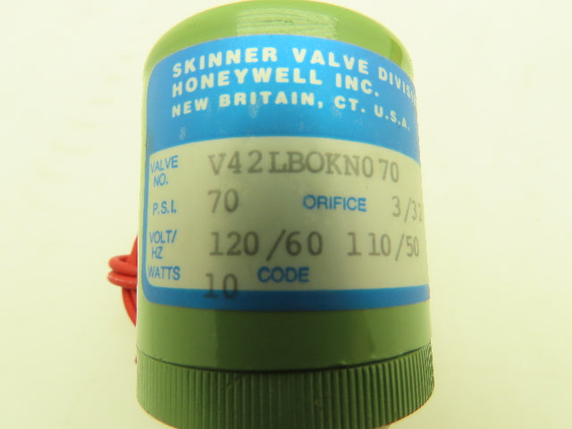 Honeywell Skinner V42LBOKN070 Solenoid Valve 2-Way NC 120V 70 PSI 1/8" NPT