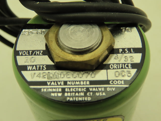 Honeywell Skinner V42LA0EC070 Solenoid Valve 2-Way NC 120V 70 PSI 1/4" NPT