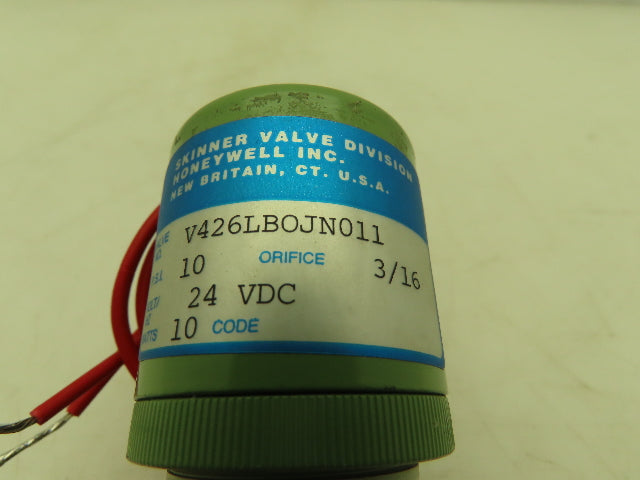 Honeywell Skinner V426LBOJN011 Solenoid Valve 3-Way NC 24VDC 10 PSI 3/8" Barb