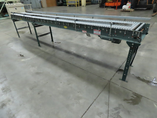 Hytrol 24"x 16' (22"BF) Power Roller Accumulation Conveyor 1Hp V-Belt End Drive