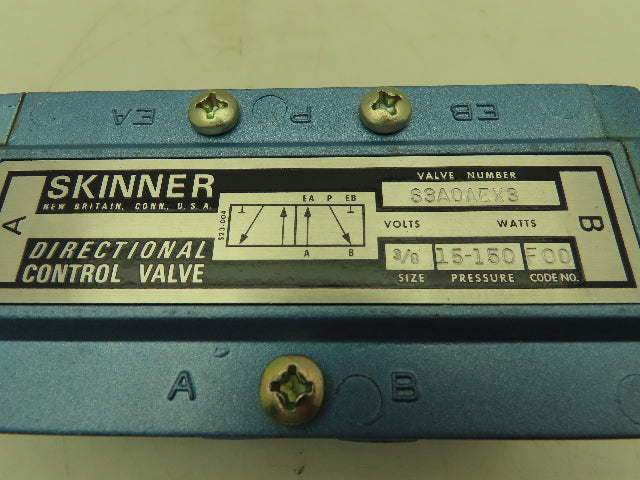 Honeywell Skinner S3A0AEX3 Pneumatic Directional Control Valve 3/8" NPT 150 PSI