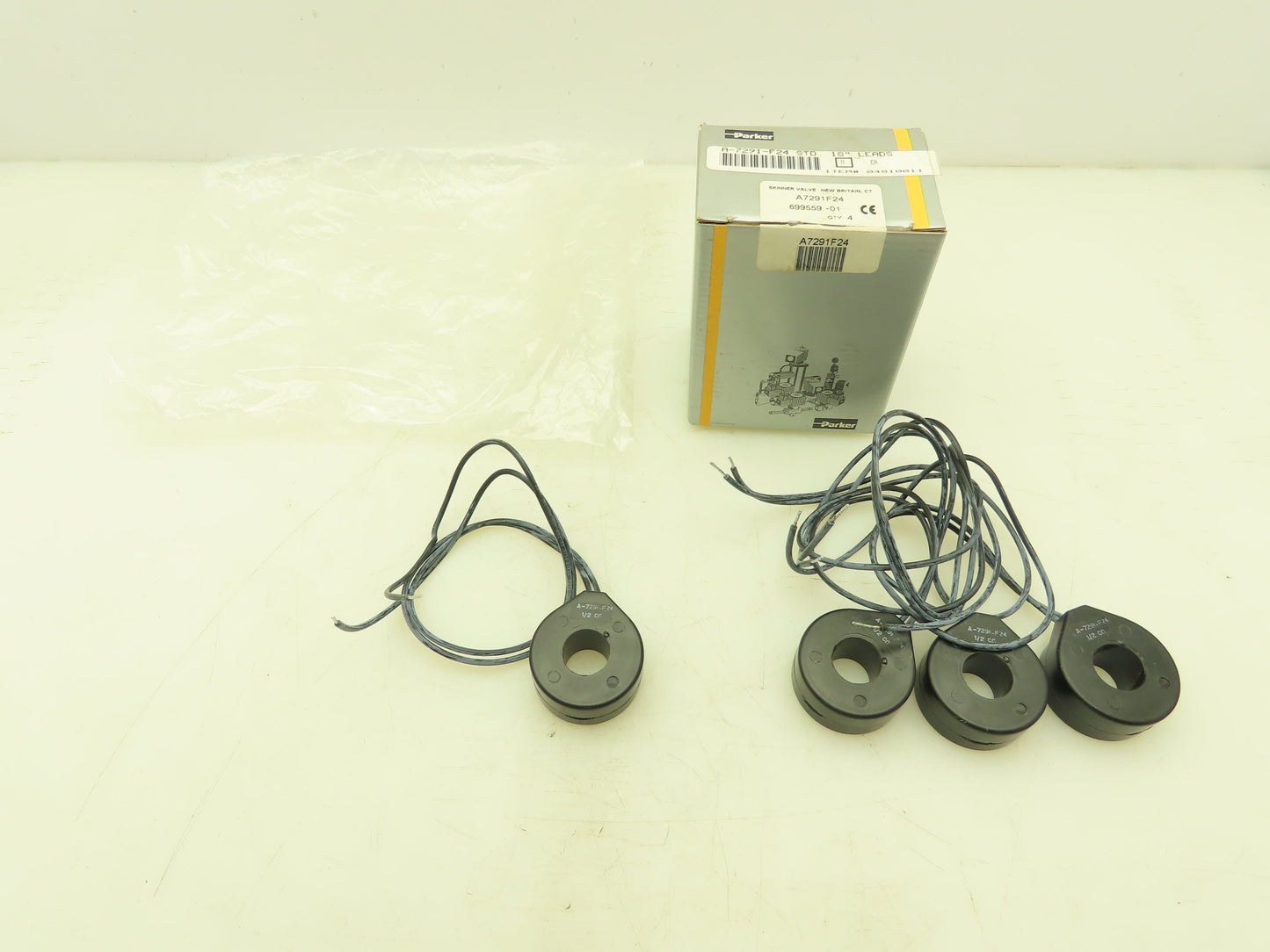 Parker A7291F24 Valve Solenoid Coil 18" Leads 3/4" ID Lot of 4