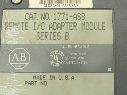 Allen-Bradley 1771-ASB PLC 5 Remote I/O Adapter Module Ser B