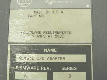 Allen-Bradley 1771-ASB PLC 5 Remote I/O Adapter Module Ser B