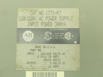 Allen Bradley 1771-P7 PLC AC Power Supply 120/220V Ser B   Lot of 2