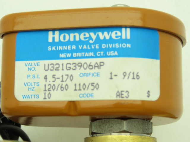Honeywell Skinner U321G3906 Lucifer Brass Solenoid Valve 1-1/2" 170 PSI 120VAC