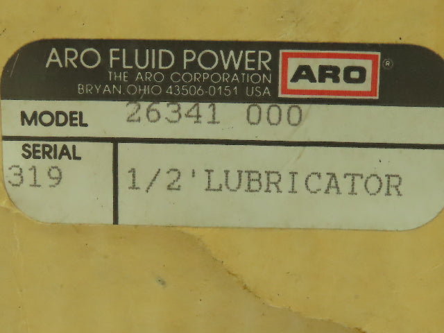 Aro 26341-000 Pneumatic Air Lubricator 1/2" NPT 200 PSI Max