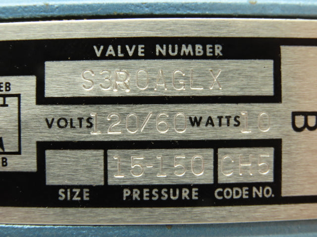 Skinner S3R0AGLX Directional Control Valve 5-Way 2 Pos 120V 150 PSI