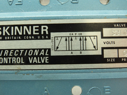 Skinner S3L0GJXX Manual Directional Control Valve 5-Way 3 Pos Spring Return