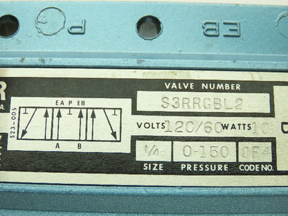 Skinner S3RRGBL2 Directional Control Valve 5-Way 2 Pos 120V 150 PSI 1/4" NPT